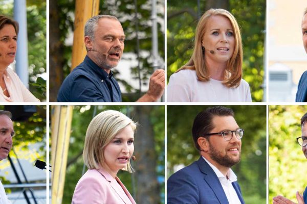 Bild på alla partiledare som pratat i Almedalen under politikerveckan på Gotland.