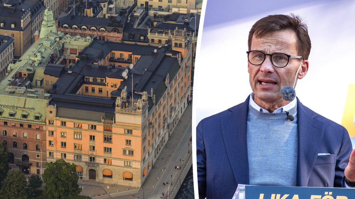 Ett bildmontage med Rosenbad och moderaternas partiledare Ulf Kristersson.